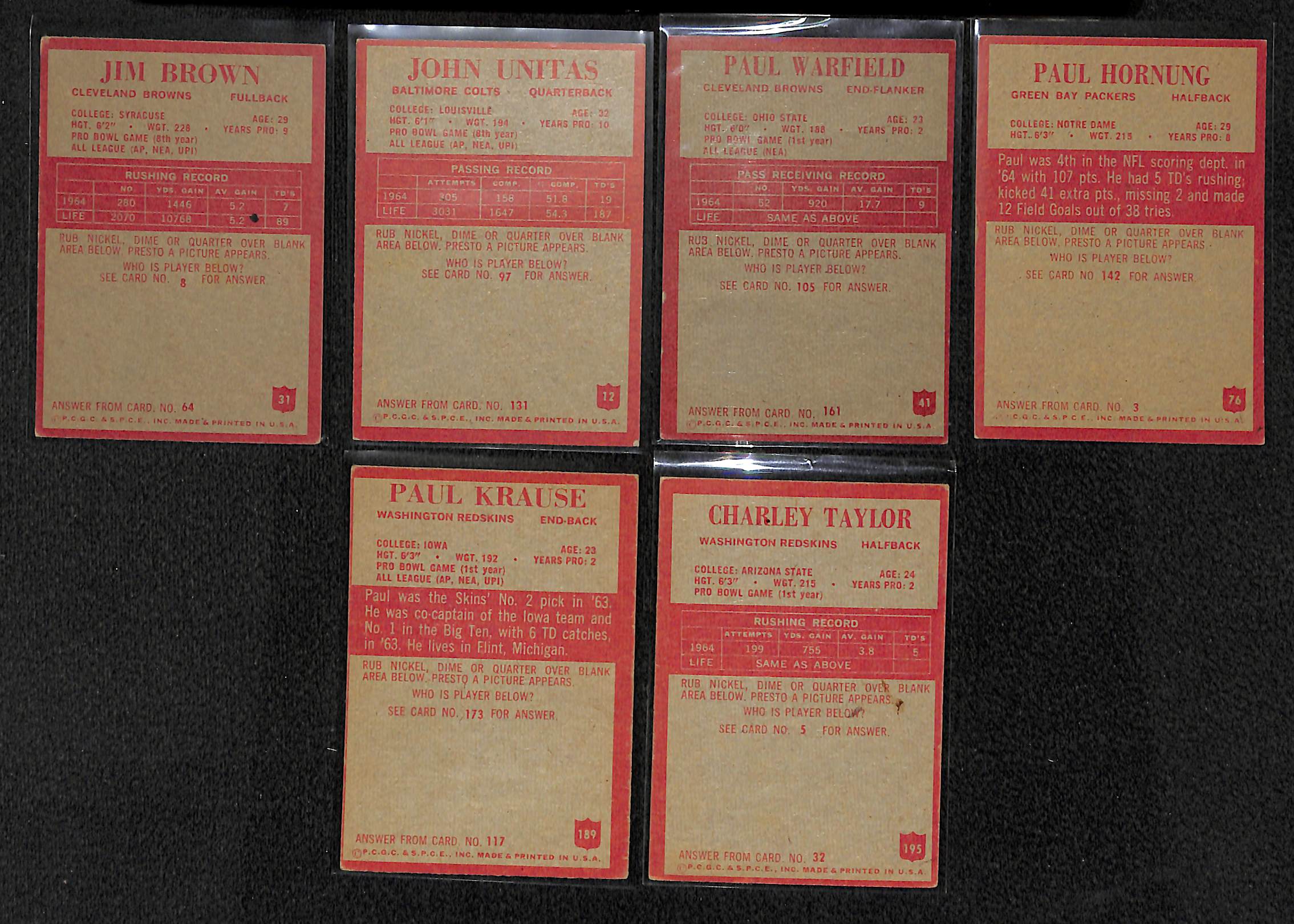 Lot Detail 1965 Philadelphia Football Partial Card Set W Brown