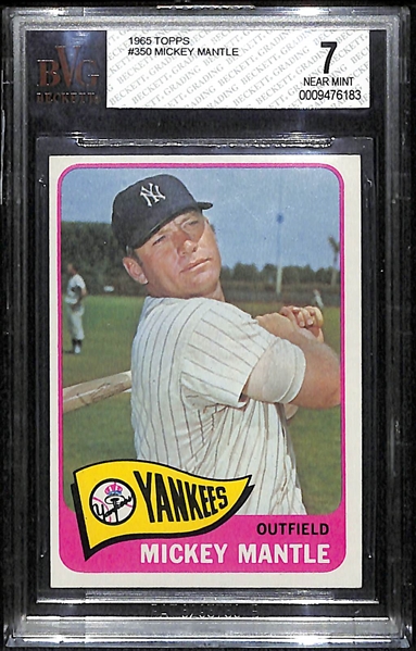 1965 Topps #350 Mickey Mantle Card BVG 7