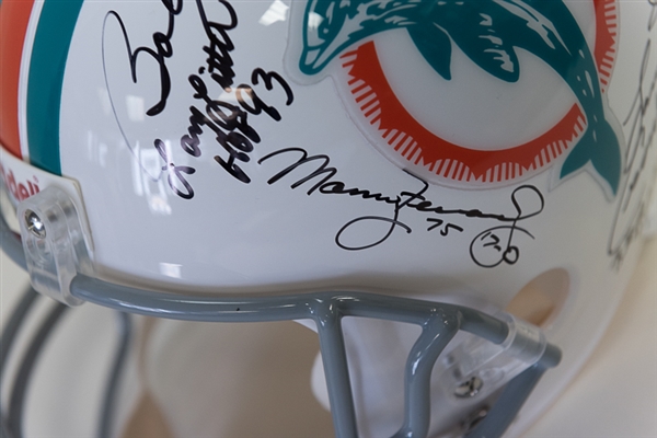 RARE Undefeated 1972 Miami Dolphins Team Signed Full-Size Helmet w/18 Autographs (JSA LOA) - 7 HOFers (including Griese & Shula)!