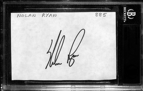 Lot Of 4 Nolan Ryan Signed Index Cards & Photos - Beckett Authentic