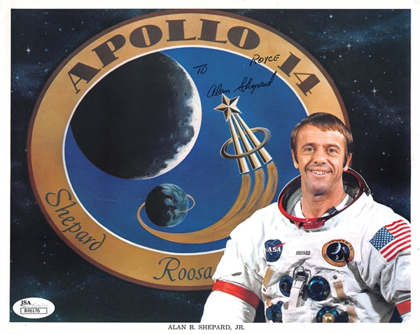 Alan Shepard Jr. Apollo 14 Signed 8x10 NASA Photo Card (Beckett COA) Personalized To Royce