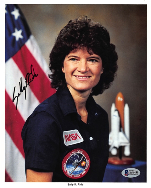 Astronaut Sally Ride Signed 8x10 NASA Photo Card (Beckett COA) - First American Woman in Space