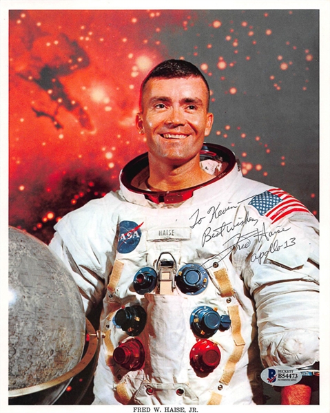 Astronaut Fred Haise Jr. (Apollo 13) Signed 8x10 NASA Photo Card (Beckett COA)