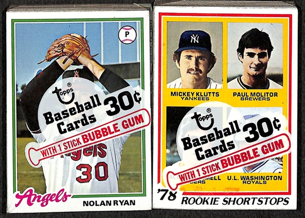 Lot of (2) Unopened 1978 Topps Baseball Cello Packs w. Ryan and Molitor on Top!