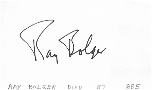 Ray Bolger (Wizard Of Oz) Signed Index Card - Beckett LOA