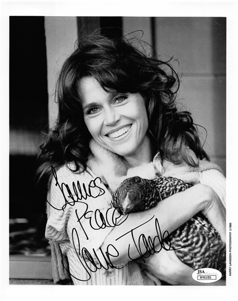 Jane Fonda & Shirley MacLaine Signed 8x10 Black & White Photos - JSA COA