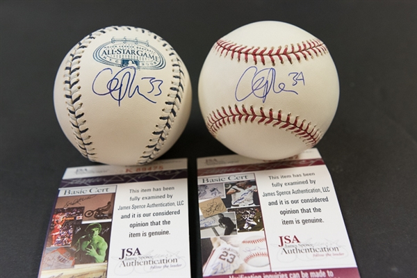 Lot Of 2 Cliff Lee Signed Commemorative Baseballs - JSA
