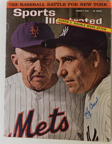 Yogi Berra Signed Sports Illustrated & Paper Card - JSA