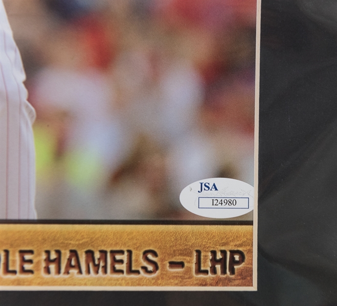 Cole Hamels Signed & Matted 8x10 Photo Card - JSA