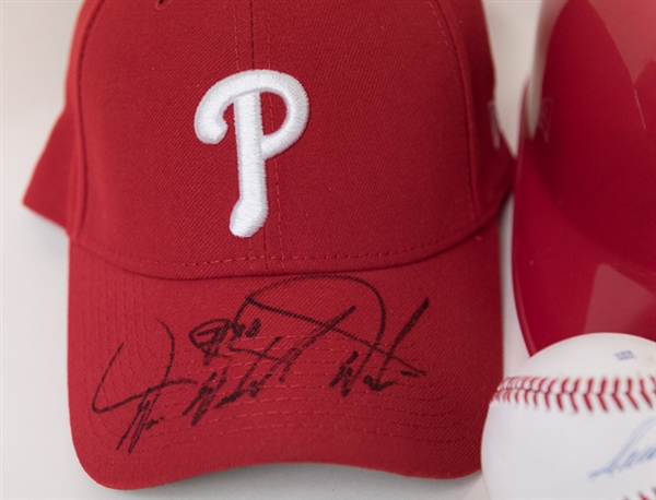Phillies Signed Hats/Helmet/Baseball Lot w. Darren Daulton - JSA/MLB