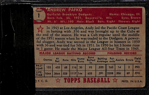 1952 Topps #1 Andy Pafko Red Back BVG 2 