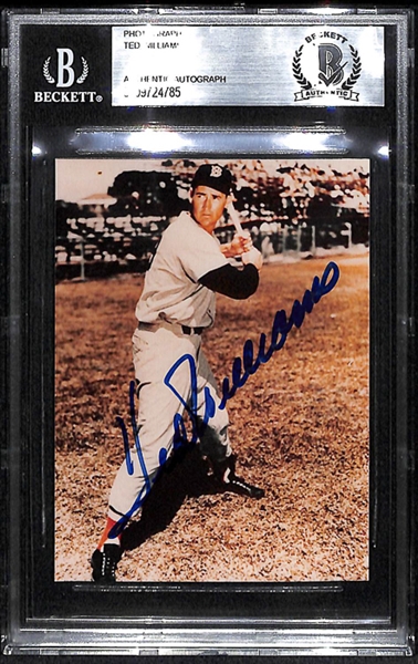 Ted Williams Signed Color Photo - Autograph in Blue Sharpie - Beckett Authentic