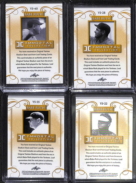 Lot Of 4 2017 Leaf Babe Ruth Collection Yankee Stadium Seat Relic Cards