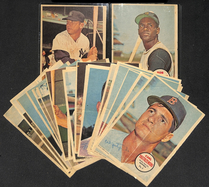 Lot of (22) 1967 Topps Pin-Ups 5x 7 Sheets w/ Mantle and Clemente