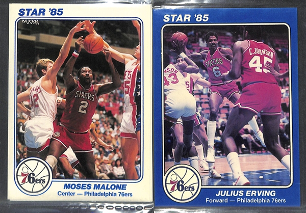 1984-85 Blue and 1985-86 White 76ers 5x7 Team Sealed Sets (w/ Barkley, Erving, Malone)