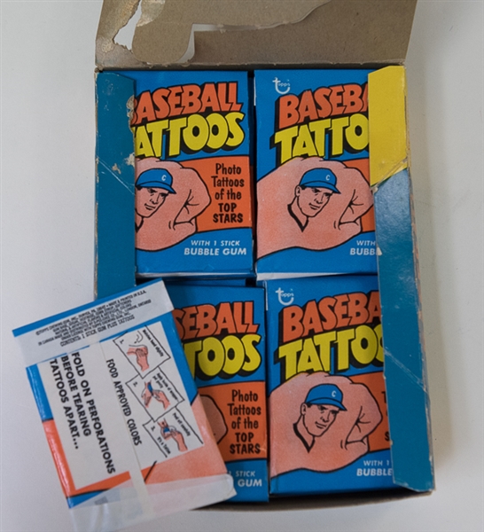 1971 Topps Baseball Tattoos Sealed Wax Box - 45 of 48 Packs with Original Box