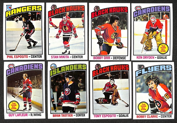 Lot of 2 1970s Topps Hockey Sets - 1970-71 Topps Hockey & 1976-77 Topps Hockey Complete Sets & 1976/1977 Topps Insert Card Sets
