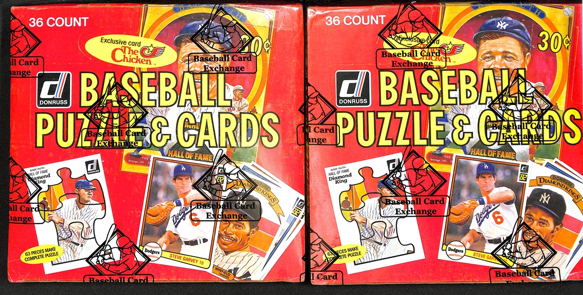 Lot of (2) 1982 Unopened Donruss Baseball Wax Boxes (BBCE Sealed) w/ 36 packs each