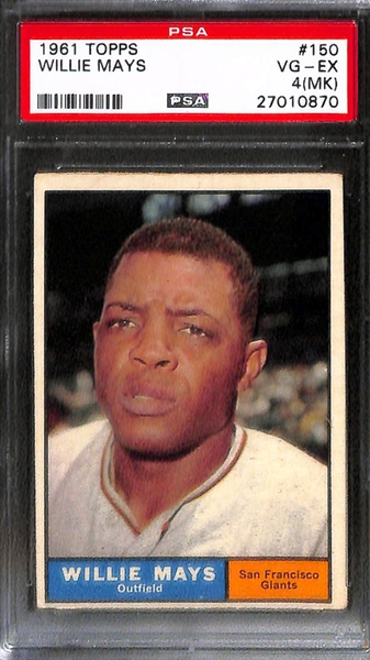 Lot of 4 1958-1965 Topps  Baseball Cards w. 1960 Topps Rival All Stars Mantle - PSA