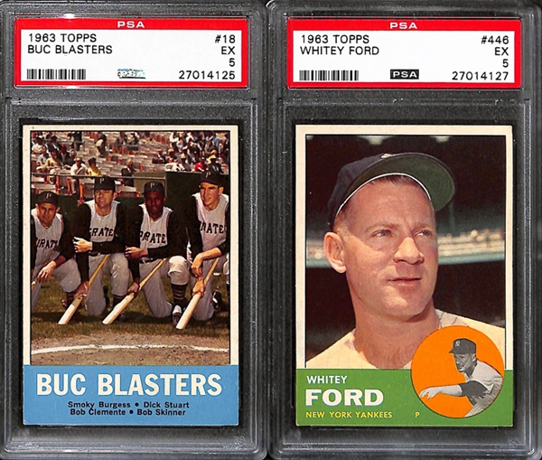 Lot of 5 1963 Topps Baseball Cards w. #250 Stan Musial - PSA