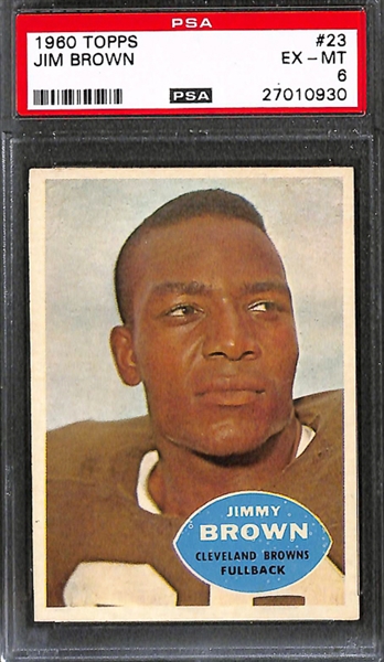 Lot of 3 1960-1961 Topps/Fleer Jim Brown Football Cards - PSA 6 & 8(OC)
