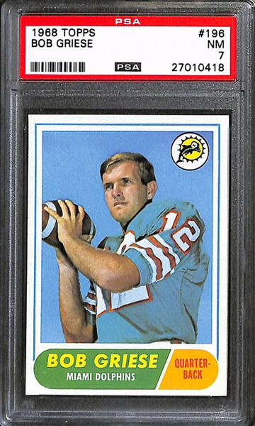 Lot of 3 1968 Topps Bob Griese Football Rookie Cards - PSA 7/6.5/6