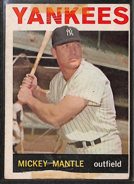 Lot Of 2 1964 Topps Mickey Mantle & 1967 Checklist Cards