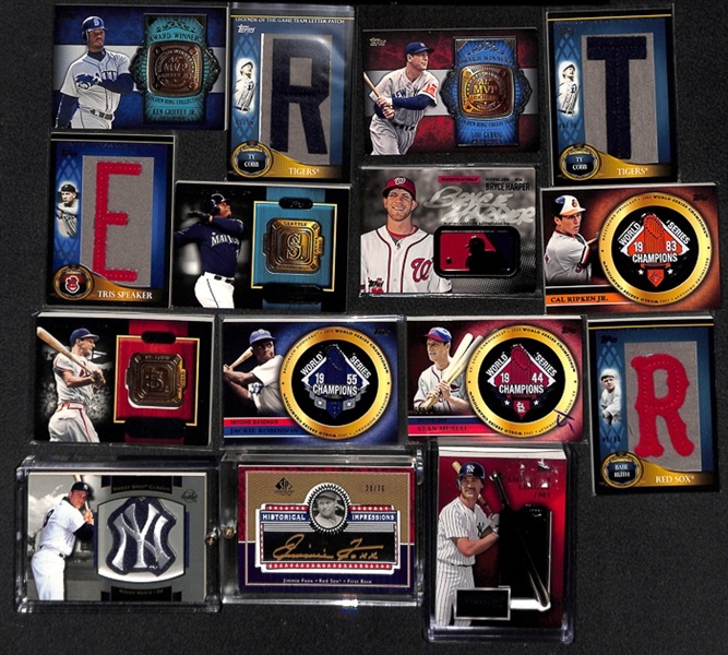 Lot Of 63 Baseball Commemorative Relic Cards w. Griffey & Ruth