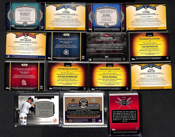 Lot Of 63 Baseball Commemorative Relic Cards w. Griffey & Ruth