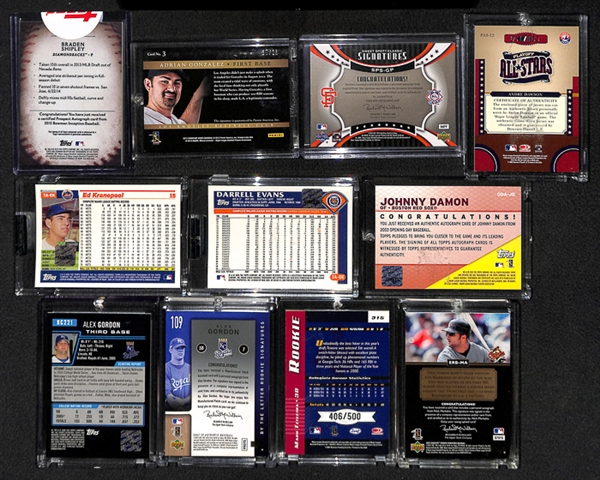Lot Of 160 Baseball Autogaph Cards w. Alex Gordon & Andre Dawson