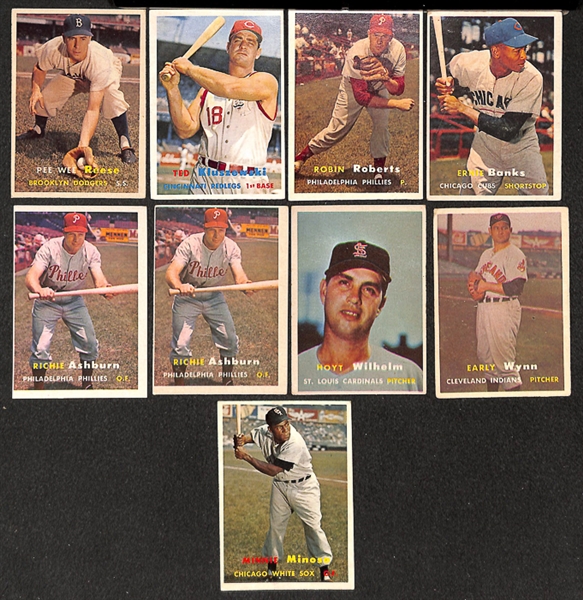Lot of 68 1957 Topps Baseball Cards w. PeeWee Reese