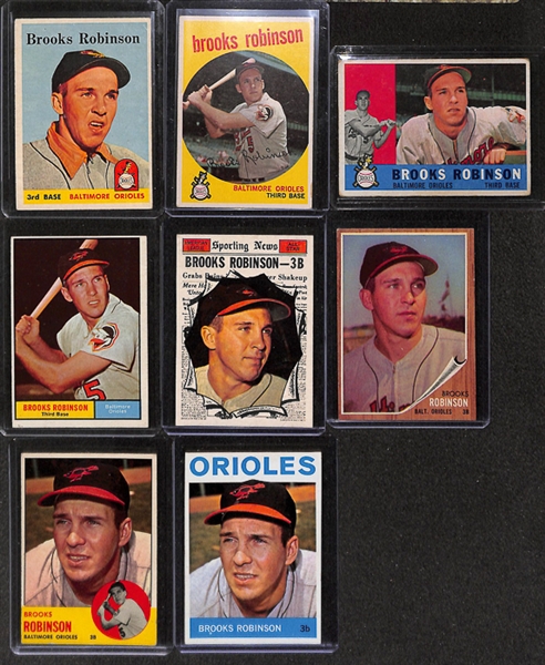 Lot of 8 Topps Brooks Robinson Cards from 1958-1964