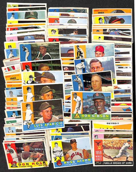 Lot of Approximately 130 - 1960 Topps Baseball Cards w. Bob Gibson