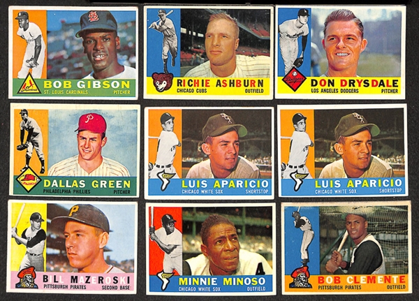 Lot of Approximately 130 - 1960 Topps Baseball Cards w. Bob Gibson