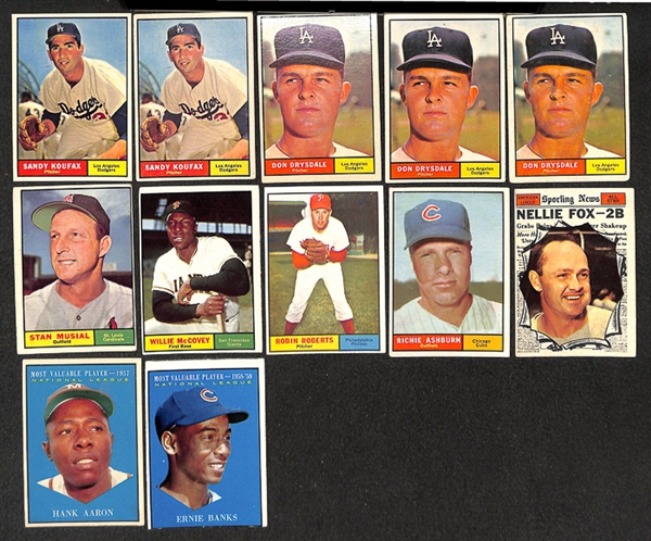Lot of 110 - 1961 Topps Baseball Cards w. Sandy Koufax x2
