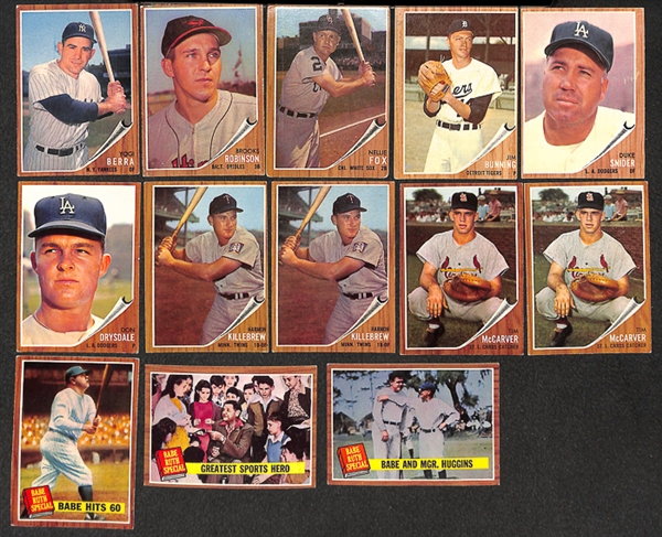 Lot of 95 - 1962 Topps Baseball Cards w. Yogi Berra