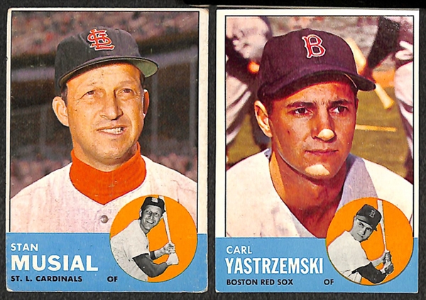 Lot of Approximately 100 Assorted 1963 Topps Baseball Cards w. Stan Musial