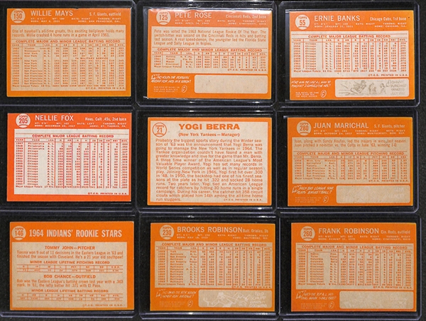 Lot of 16 - 1964 Topps Star Cards w. Willie Mays & Pete Rose
