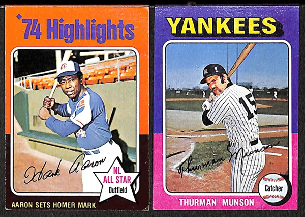 Assortment of Hostess & Topps Baseball Cards from 1971-1979 w. 1975 Mini Hank Aaron