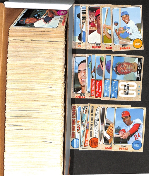 Assorted Lot of Approximately 600 1968 Topps Baseball Cards w. Ernie Banks
