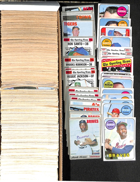  Assorted Lot of 750+ 1969 & 1970 Topps Baseball Cards w. Hank Aaron