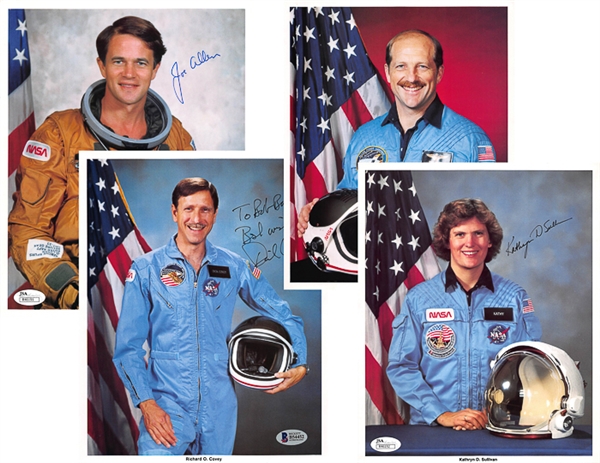 Lot of (4) 8x10 NASA Photo Cards - Joseph Allen, Kathryne Sullivan, Richard Covey, Rick Hauck (Beckett or JSA COAs)