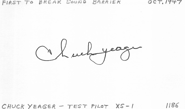 Chuck Yeager Autographed 3x5 Index Card (Beckett COA)
