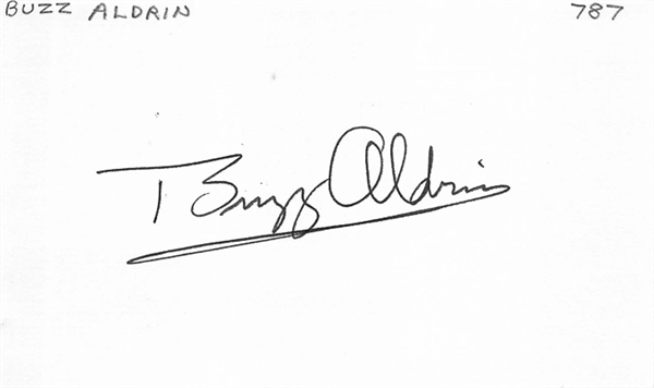 Apollo 11 Astronaut Buzz Aldrin Autographed 3x5 Index Card (Beckett COA) - One of the First 2 People on the Moon