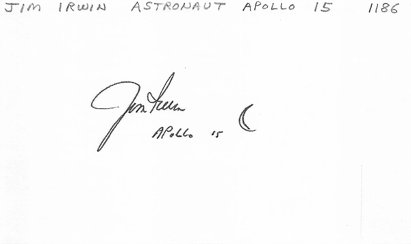 Lot of (2) Jim Irwin (Astronaut on Apollo 15) Signed 3x5 Index Cards (Beckett COAs)