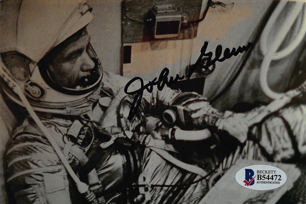 Lot of (2) Astronaut John Glenn Autographed Photos (8x10 and 4x6) w/ Beckett COAs