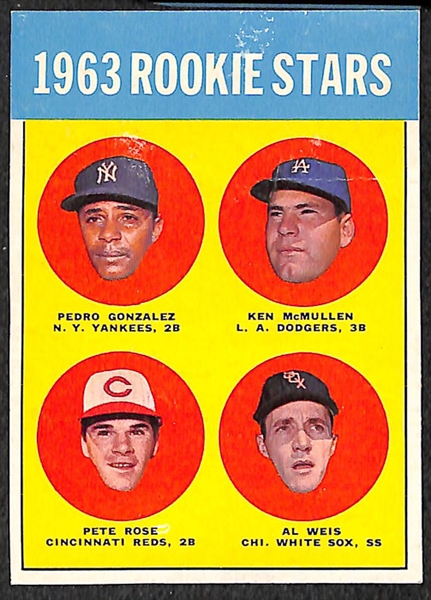 Lot of 5 - Topps Pete Rose Baseball Cards Including 1963 Rookie Card