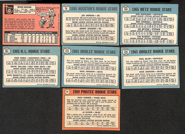 Lot Of 7 1960's Topps Rookie Cards w. Reggie Jackson