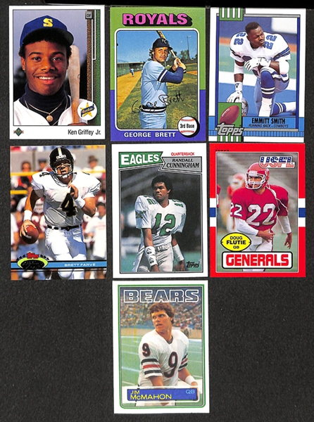 Lot Of 7 Baseball & Football Rookie Cards w. Ken Griffey Jr