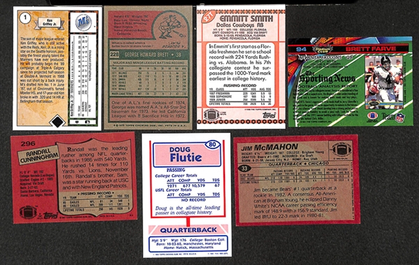 Lot Of 7 Baseball & Football Rookie Cards w. Ken Griffey Jr